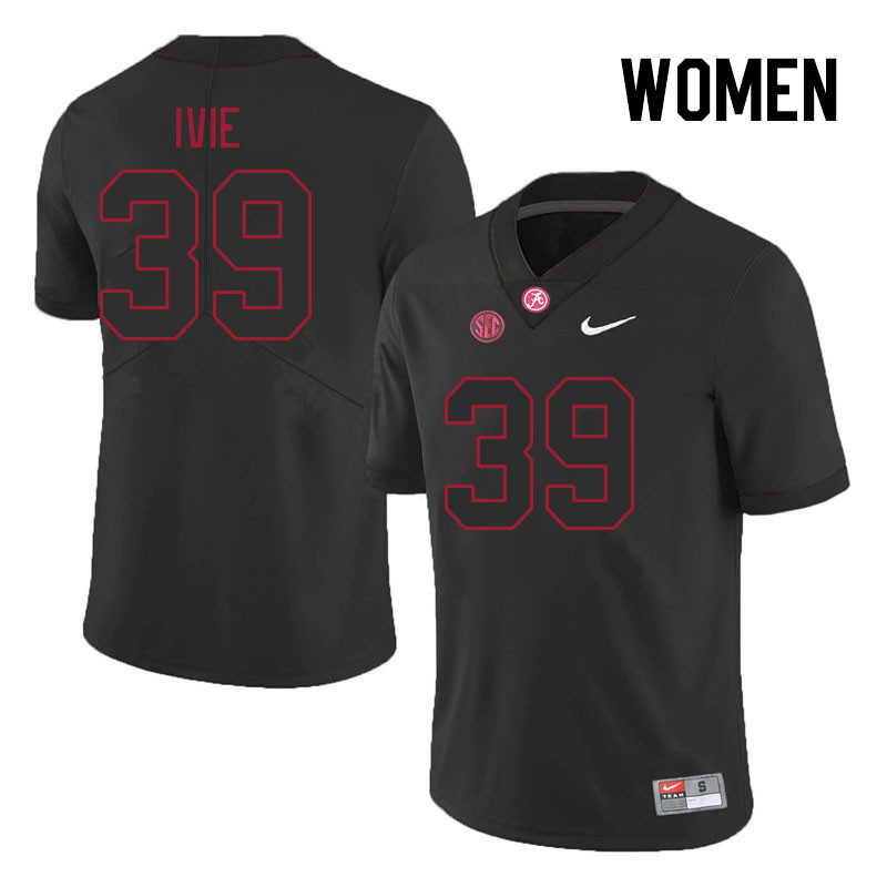 Women #39 Jake Ivie Alabama Crimson Tide College Footabll Jerseys Stitched Sale-Black